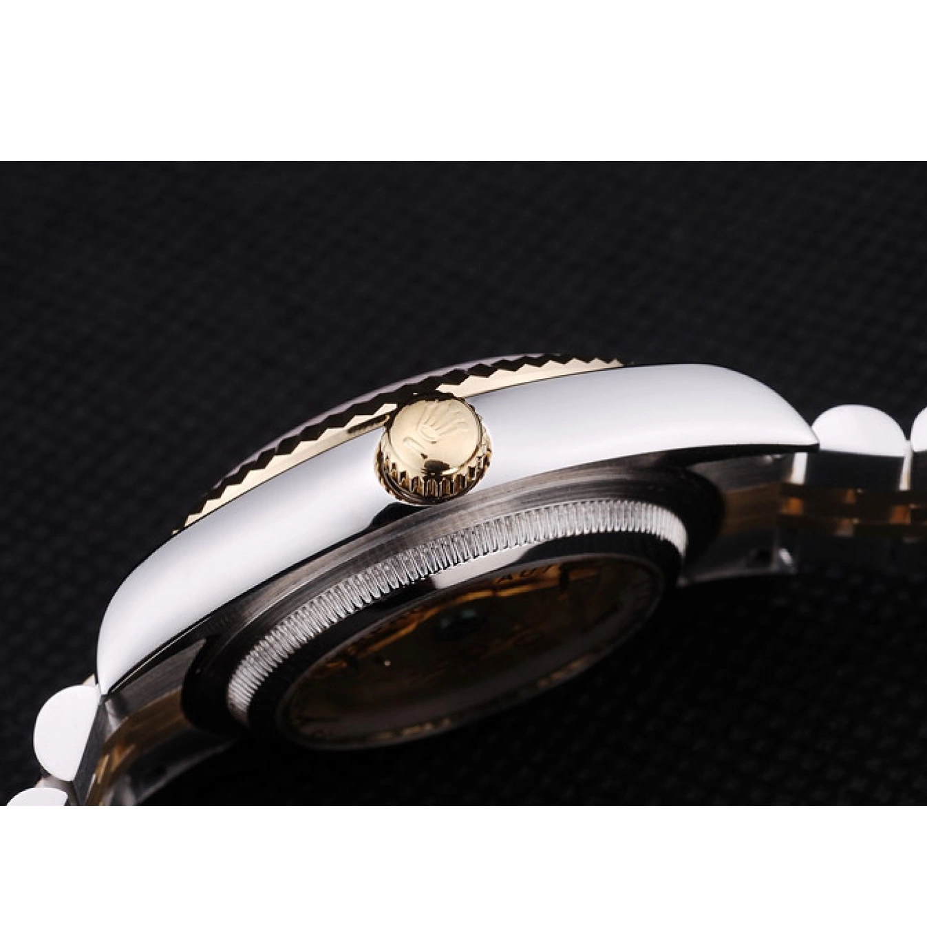 Aaa replica watch Dial Diamonds Bezel Ribbed Datejust 7453 Rolex Black 0708
